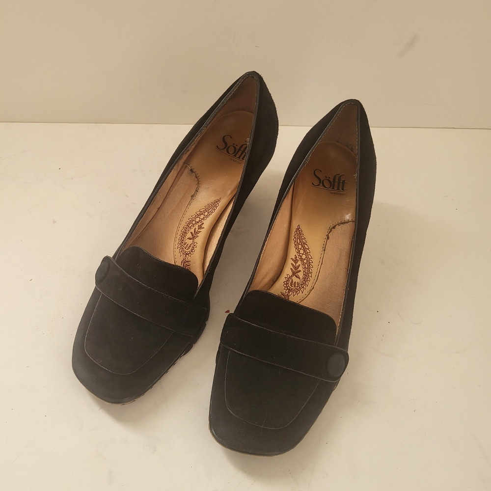 New Sofft Black Suede Loafers - 8.5